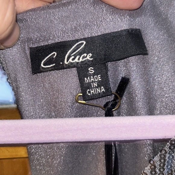 NWT C. Lucy Silver Sequin Kimono - Picture 3 of 7